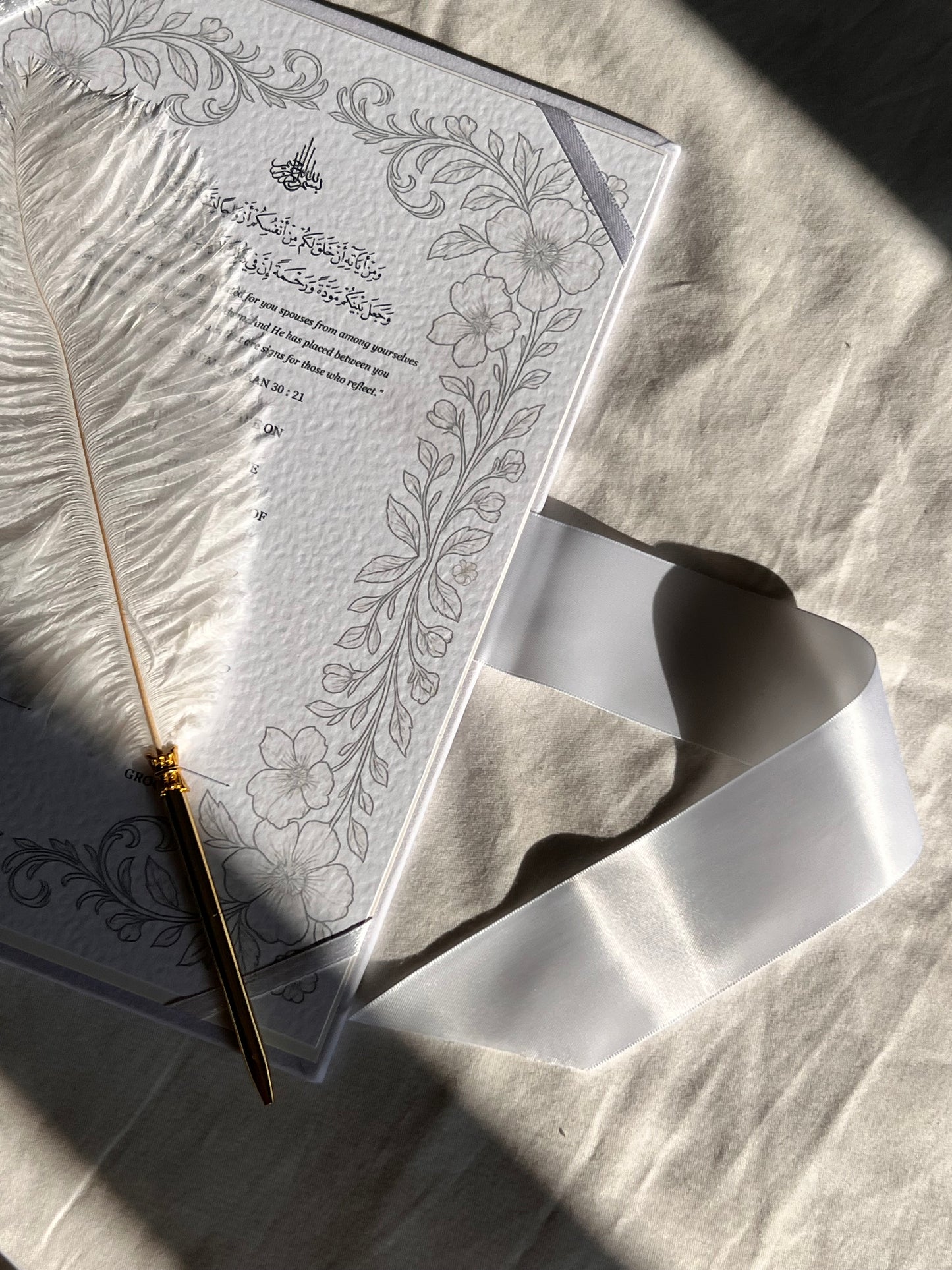 A4 nikkah certificate - feather pen - folder - wedding certificate