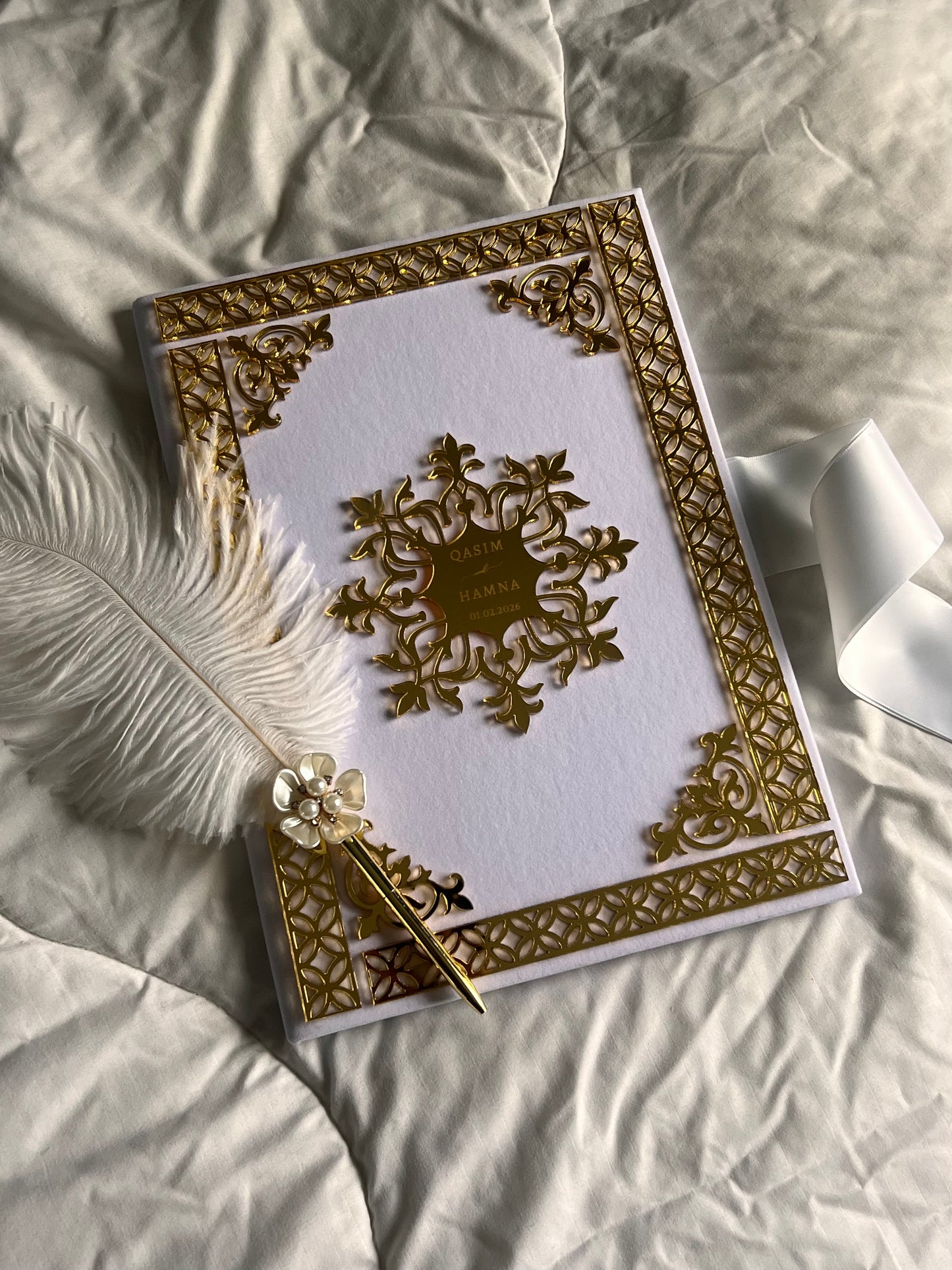 A4 velvet Nikkah booklet - wedding folder - personalised nikkah nama booklet - certificate holder