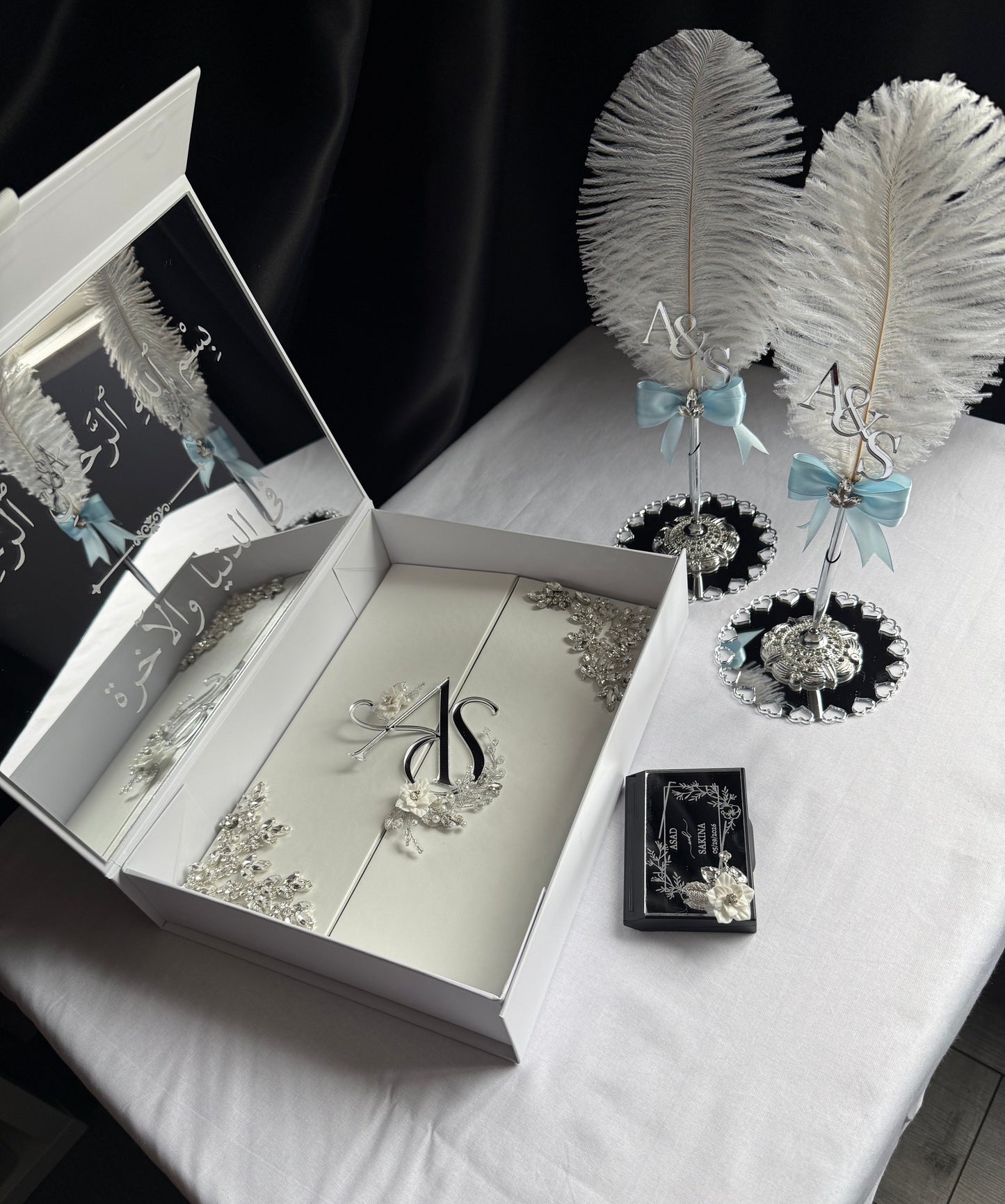 A4 Nikkah bundle - wedding folder - personalised nikkah nama booklet with rhinestones - certificate holder - feather pen
