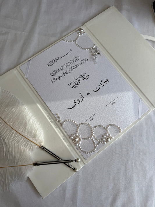 A4 nikkah certificate - feather pen - folder - wedding certificate