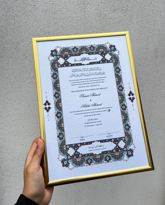A4/A3 nikkah certificate - feather pen - folder - wedding certificate