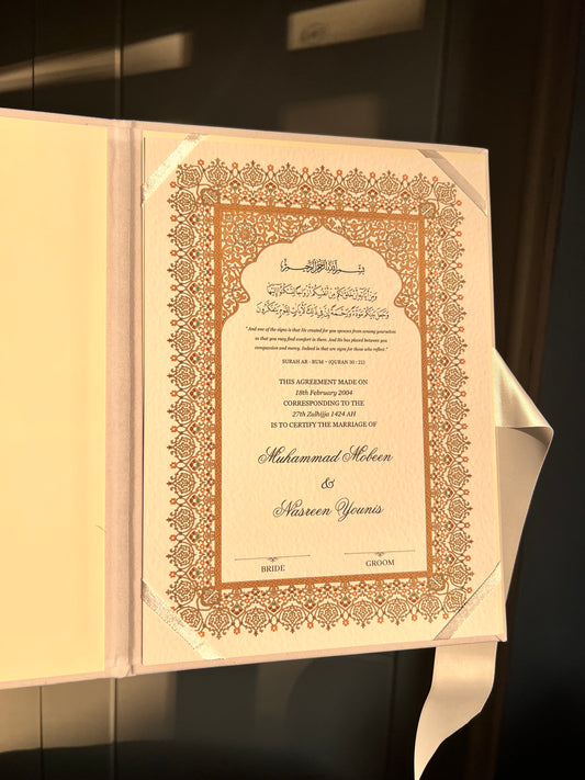 A4/A3 nikkah certificate - feather pen - folder - wedding certificate