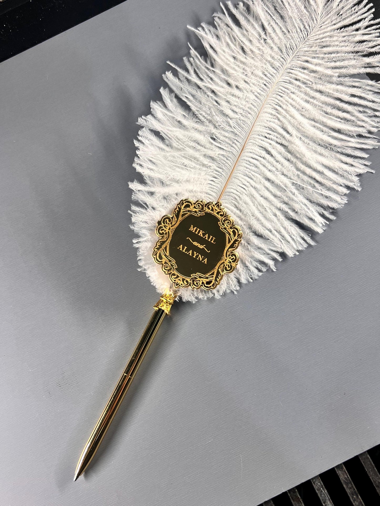 Feather pen, Ostrich feather pen ~ Peacock feather pen ~ Wedding pen
