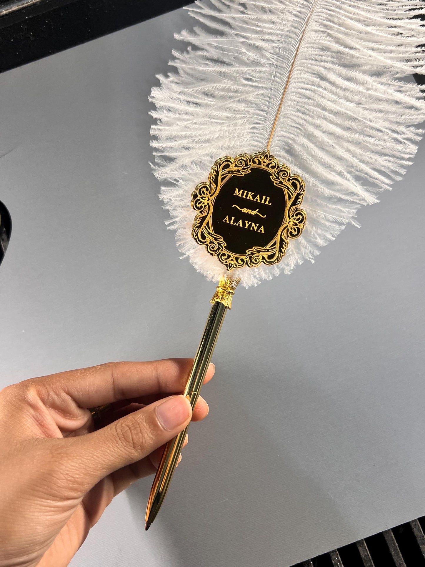 Feather pen, Ostrich feather pen ~ Peacock feather pen ~ Wedding pen