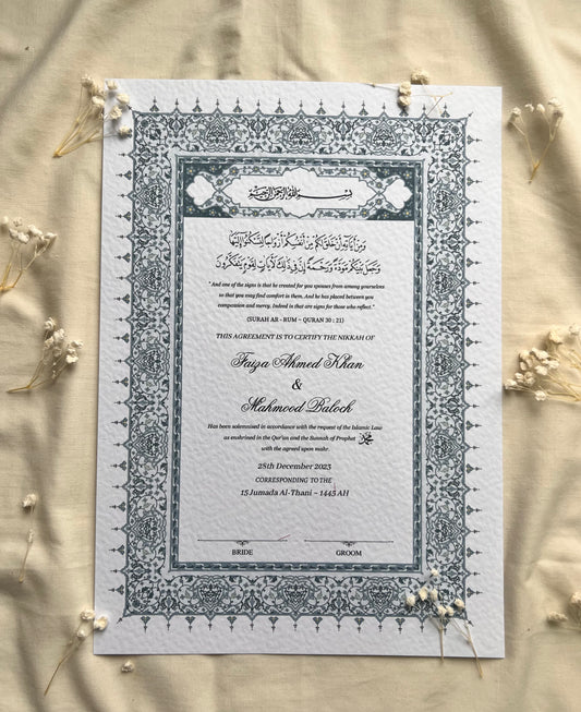 A4/A3 nikkah certificate - feather pen - folder - wedding certificate