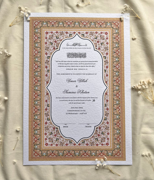 A4/A3 nikkah certificate - feather pen - folder - wedding certificate