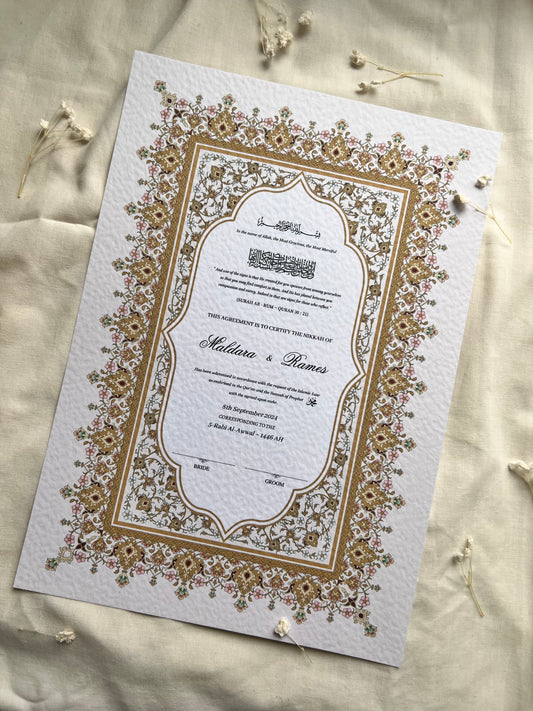 A4/A3 nikkah certificate - feather pen - folder - wedding certificate