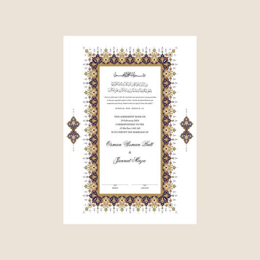A4/A3 nikkah certificate - feather pen - folder - wedding certificate
