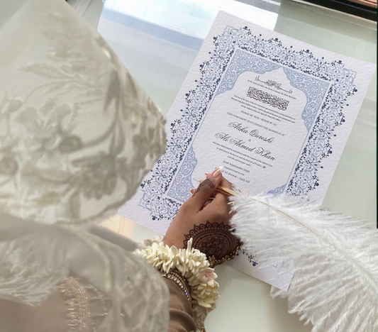 A4/A3 nikkah certificate - feather pen - folder - wedding certificate