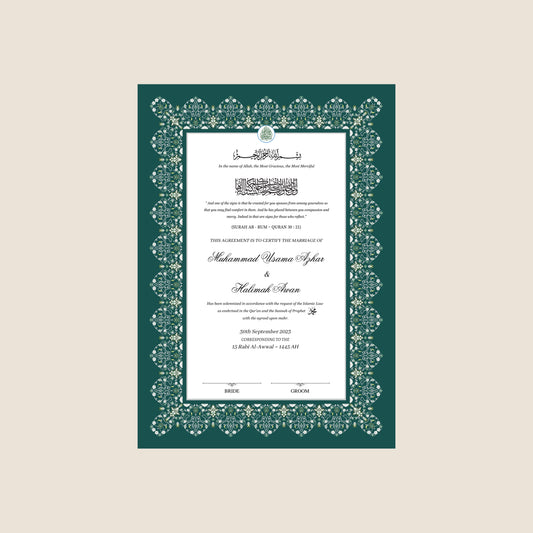 A4/A3 nikkah certificate - feather pen - folder - wedding certificate