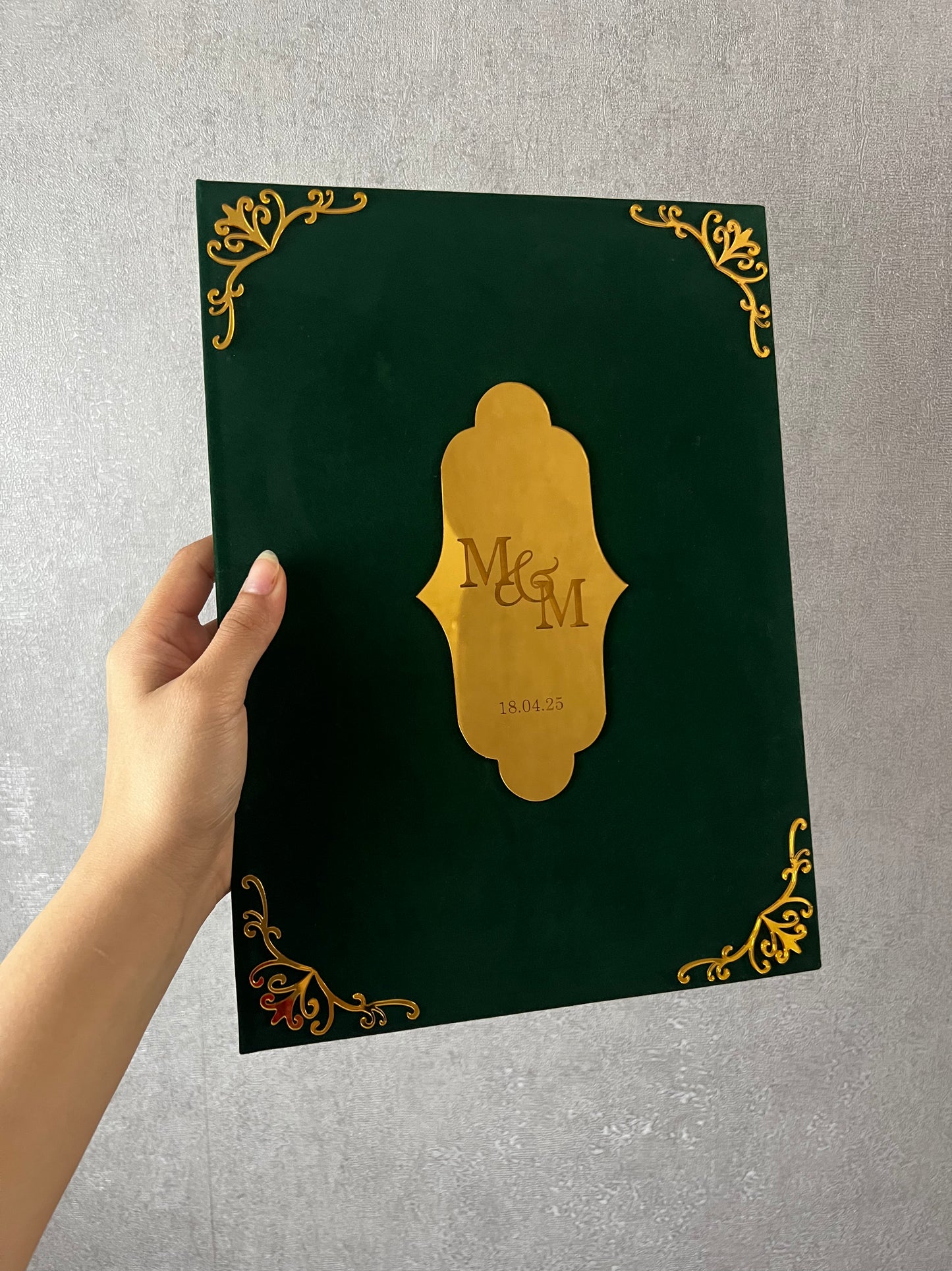 A4 velvet Nikkah booklet - personalised wedding folder - certificate holder