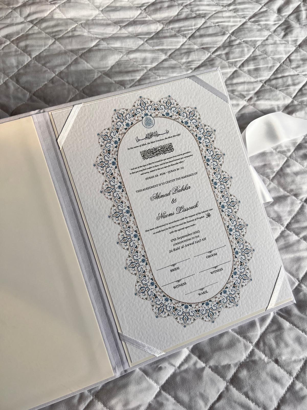 A4/A3 nikkah certificate - feather pen - folder - wedding certificate