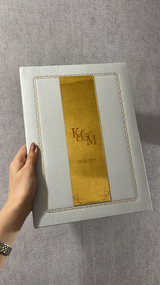 A4 off-white Nikkah booklet - personalised wedding folder - leather certificate holder