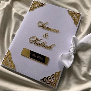 A4 velvet Nikkah booklet - personalised wedding folder - certificate holder