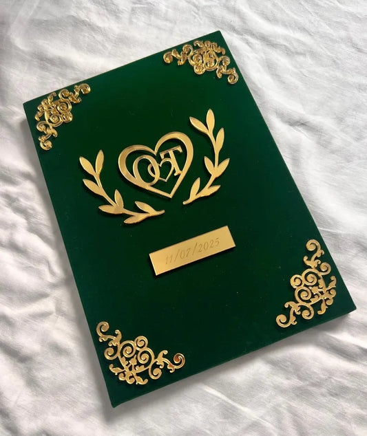 A4 velvet Nikkah booklet - personalised wedding folder - certificate holder