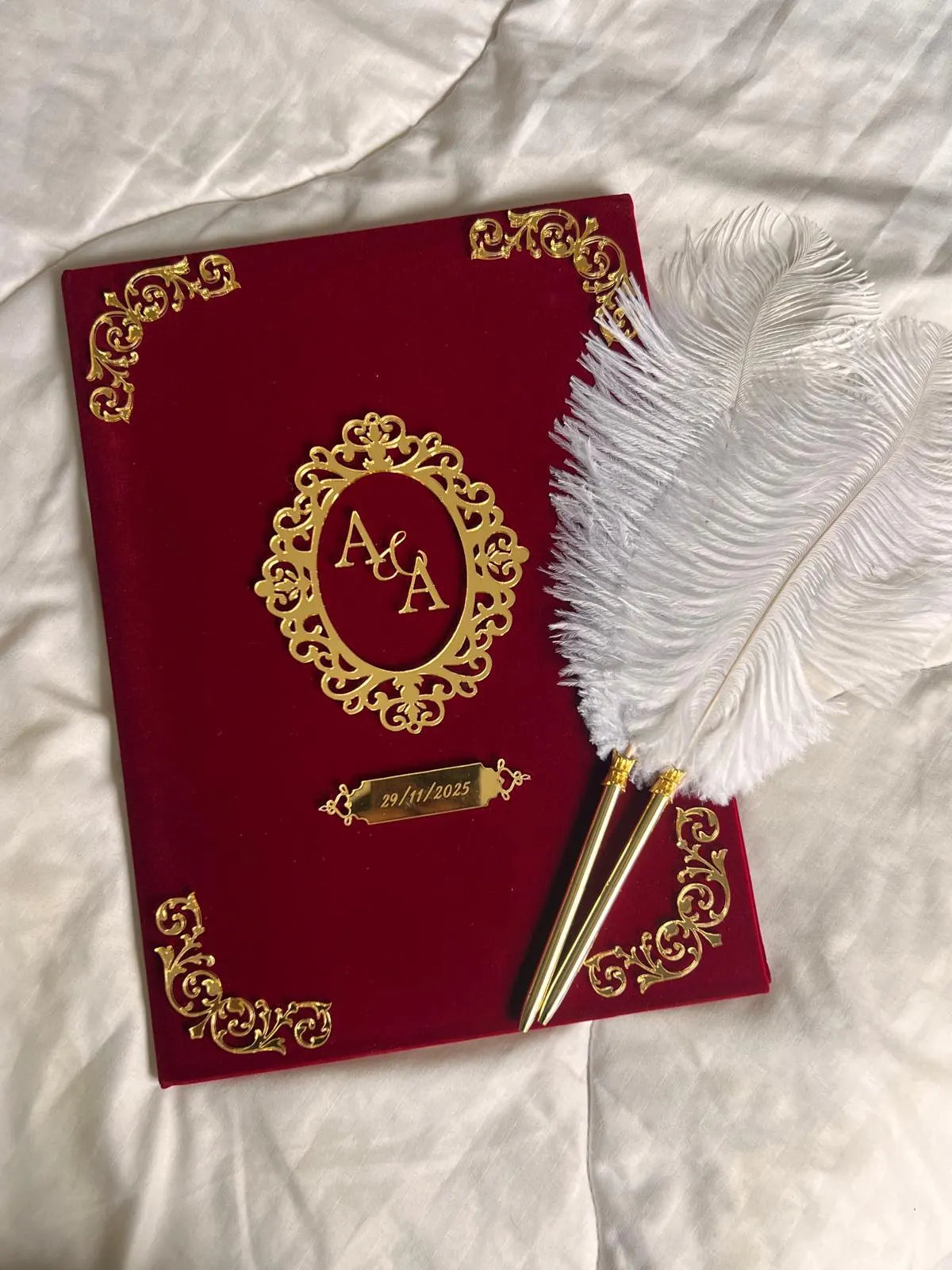 A4 booklet set - personalised wedding velvet folder - certificate holder - acrylic