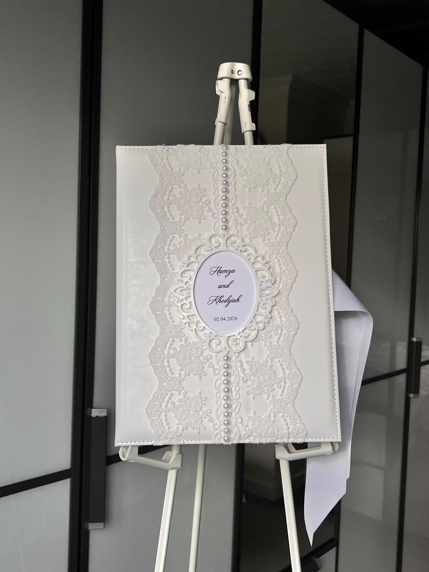 A4 Nikkah booklet - personalised wedding velvet folder - certificate holder - lace