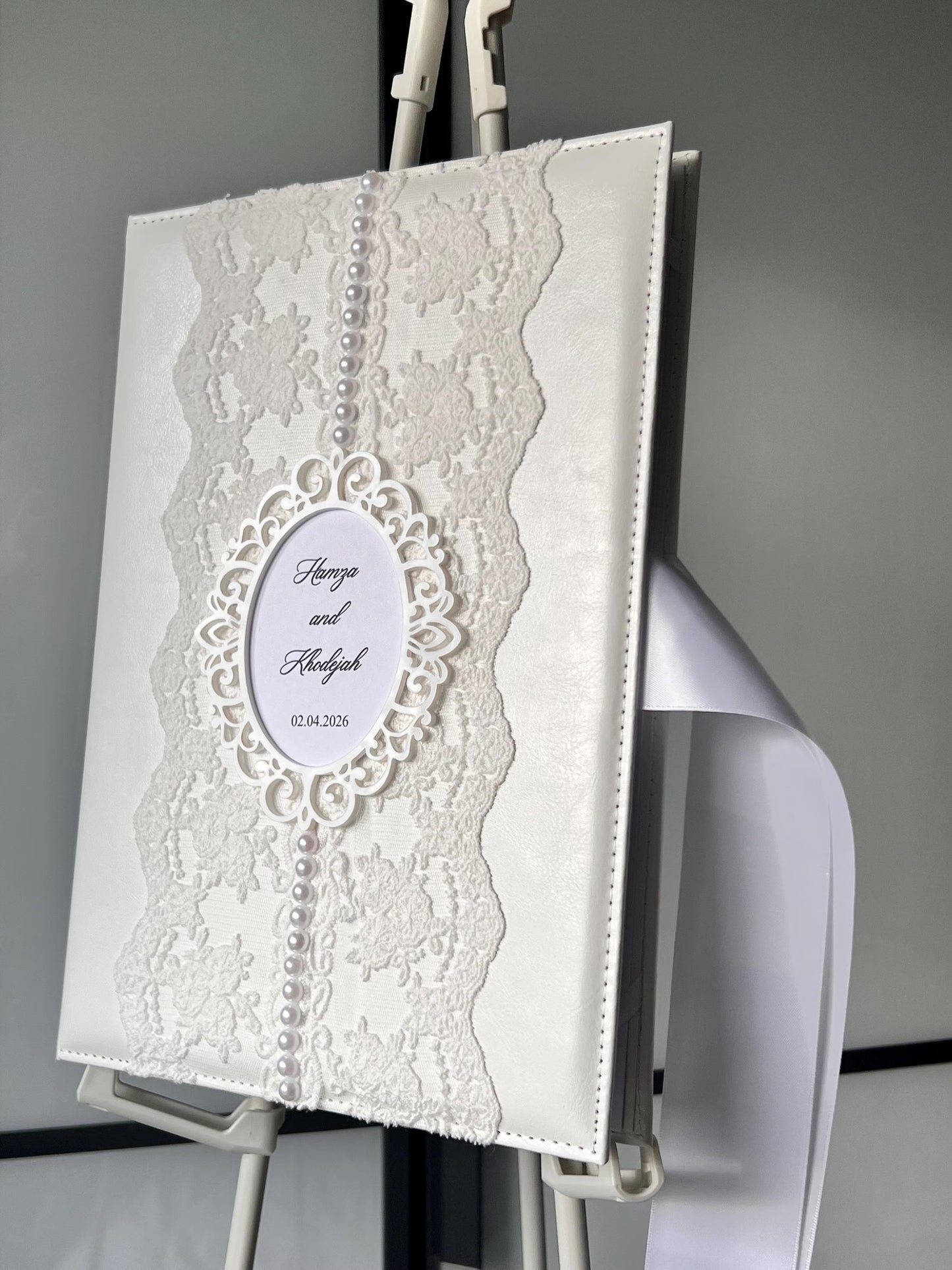 A4 Nikkah booklet - personalised wedding velvet folder - certificate holder - lace